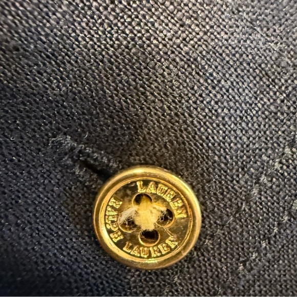 Lauren Ralph Lauren LINEN Button Down Shirt Black Gold Buttons Size L NEW Sz L - Picture 7 of 9